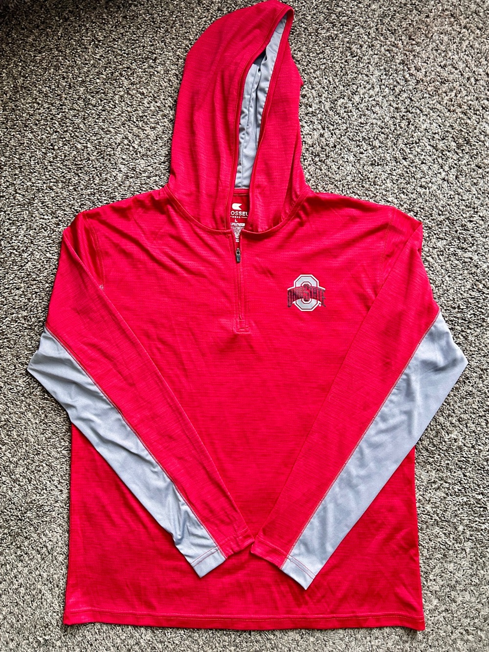 Colosseum Red and Gray Ohio State Hooded Pullover
